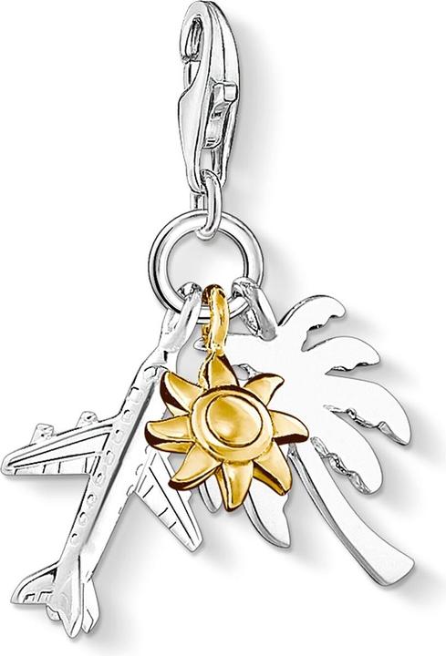 Produktbild Thomas Sabo Charm-Anhänger Palme, Sonne, Flugzeug (925er Sterlingsilber, 750er Gelbgold Vergoldung)