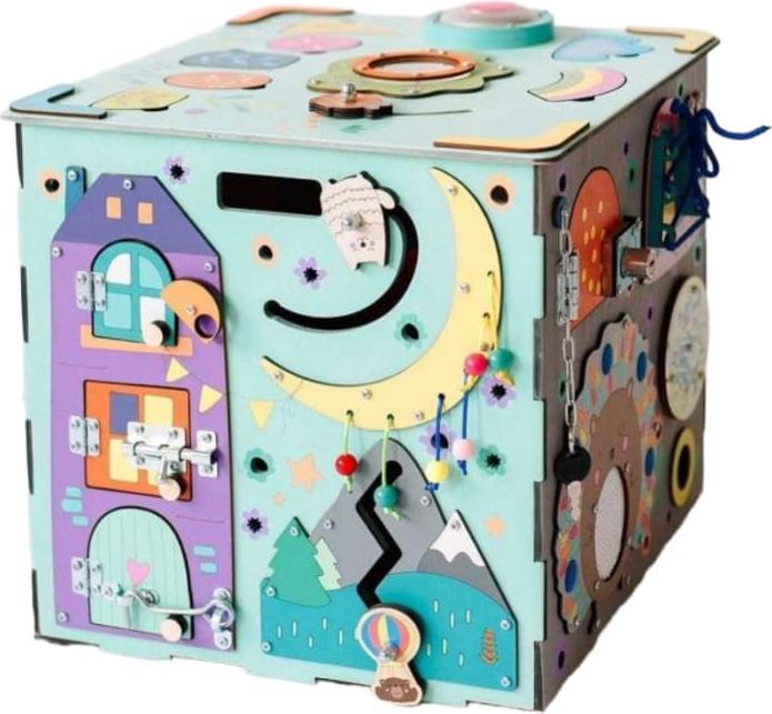 Actual product image Activity Board Gift for children, wooden motor cube, Waldorf children's toy - Blue