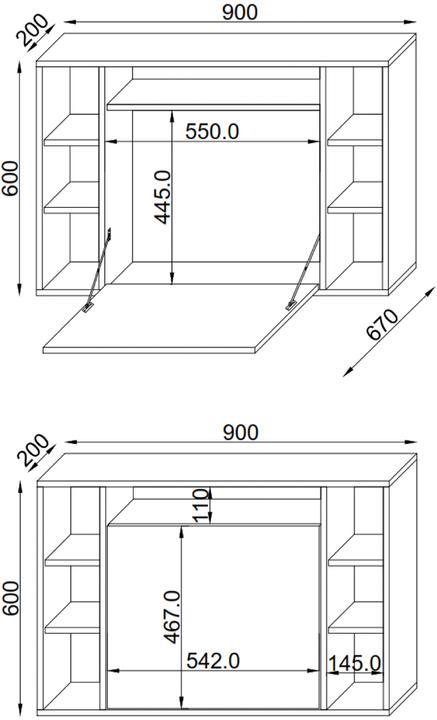 Productafbeelding VCM Houten Kantoormeubilair Muur Bureau Wandila (90 x 20 x 60 cm)