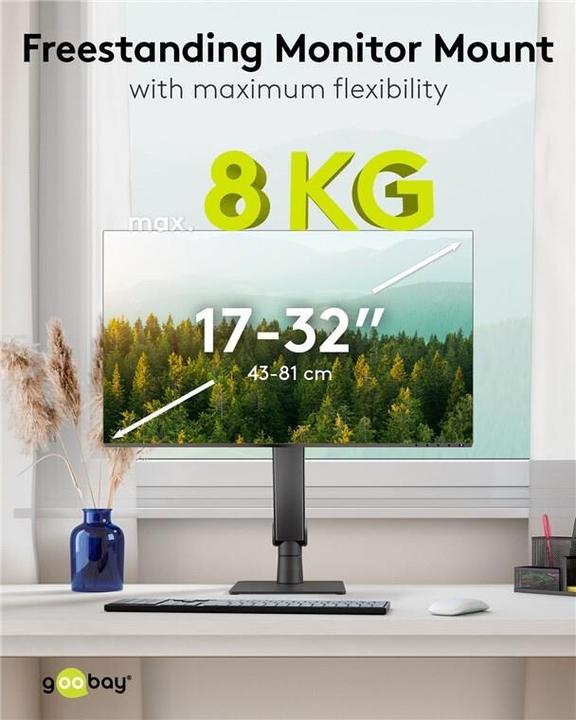 Actual product image Goobay Free-standing single monitor mount, black (Table, 32")