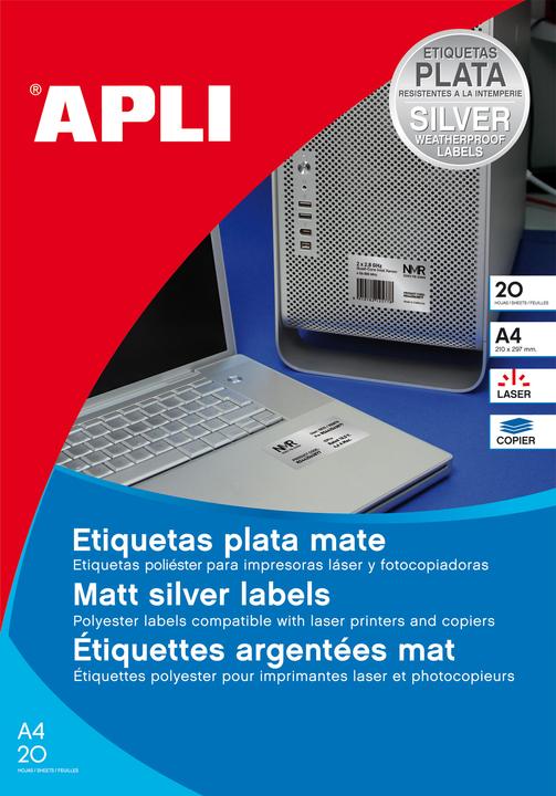 Produktbild Apli Typenschild-Etiketten, 210 x 297 mm, silber