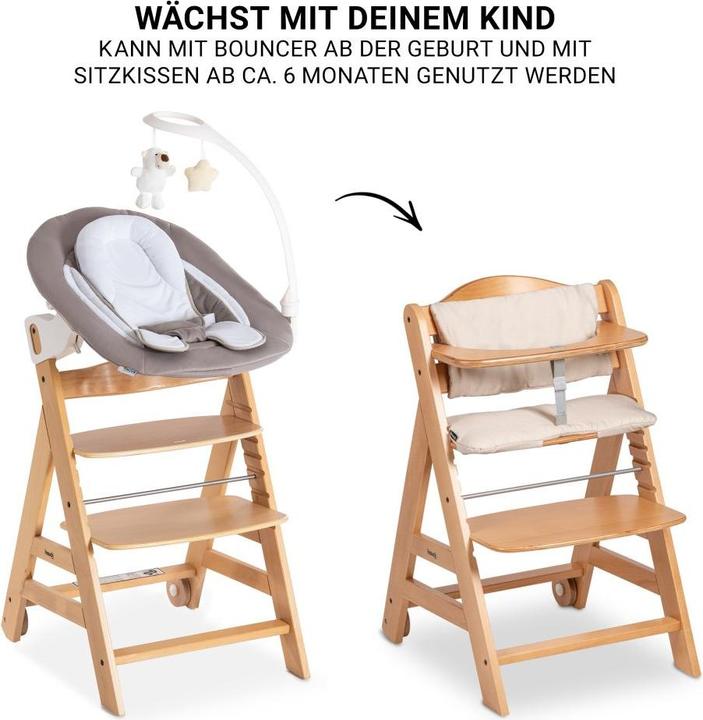 Produktbild Hauck Hochstühle Beta Plus Natural 5-tlg. Newborn Set - Hochstuhl + (Hochstuhl)