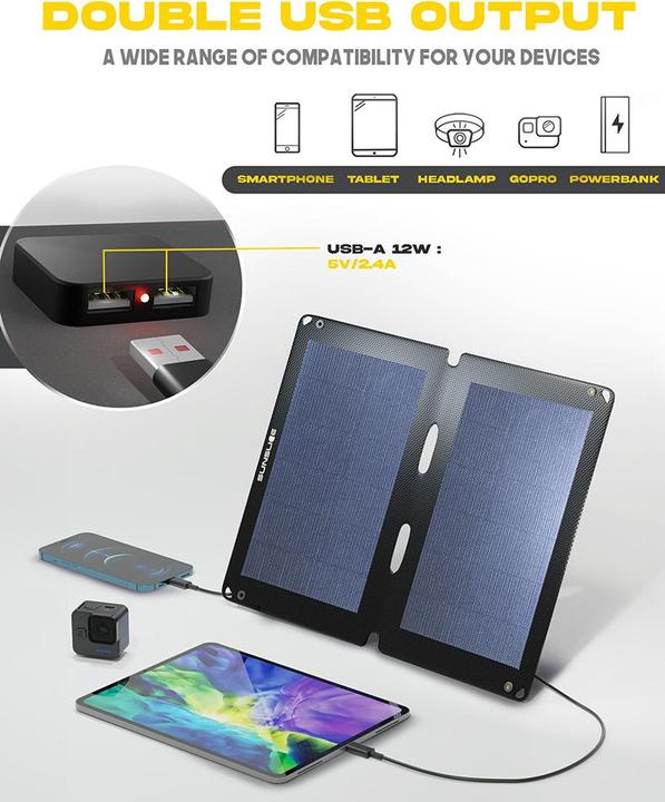 Image du produit Sunslice Panneau solaire portable "Fusion Flex 12" (12 W, 0.24 kg)