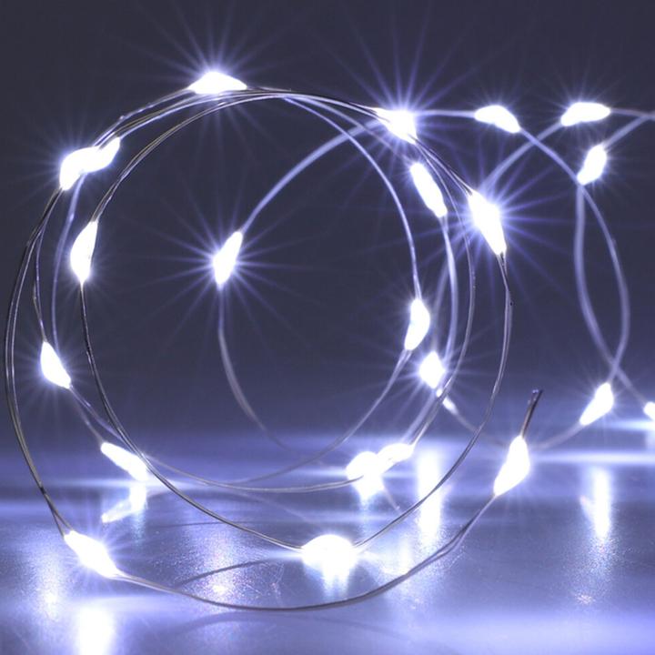 Actual product image H & S Collection Set of 2 lights silver wire, indoor, 20 bright white LEDs, battery-operated, 1.5 V, L 95cm (0.95 m)