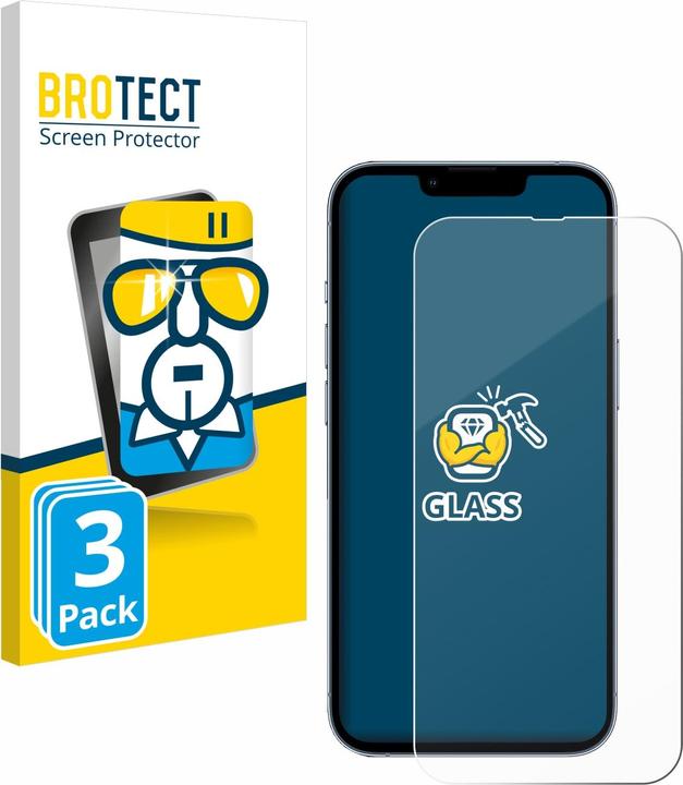 BROTECT Panzerglas Hartglas Displayschutz (3 Stück, Apple iPhone 13 Pro)