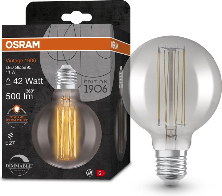Produktbild Osram Vintage 1906 Led Classic Slim Filament Globe (E27, 11 W, 500 lm, 1 x, G)