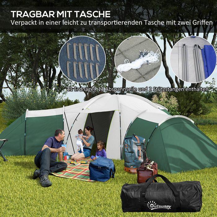 Image du produit Swisshandel24 Tunnelzelt Campingzelt für 6-9 Personen mit 3 Schlafzimmern, Wohnzimmer, Veranda (Tente tunnel, 6 personnes)