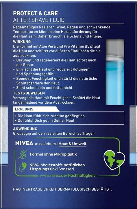 Valeurs nutritives et ingrédients NIVEA Fluide Protect & Care (Pompe de pulvérisation après-rasage, 100 ml)