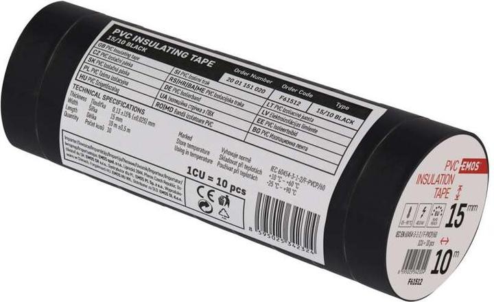 Actual product image Emos Insulating tape PVC 15mm/10m black, 10 pcs. (15 mm)