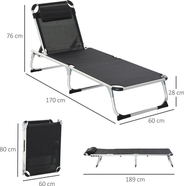 Produktbild Outsunny Gartenliege 5-stufig verstellbar (80 cm)