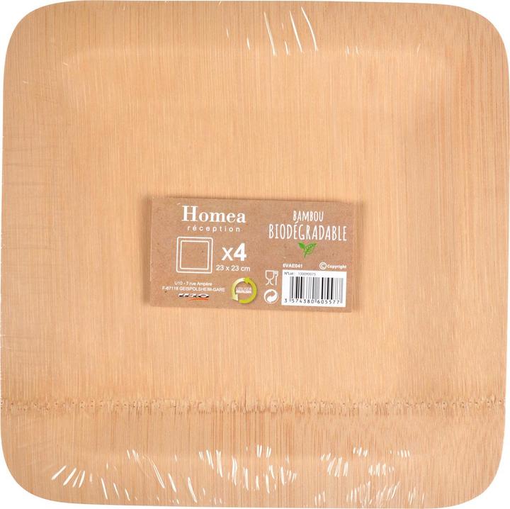 Produktbild Natura Punto Bambus Einwegteller, quadratisch, 4er Set (4 x)