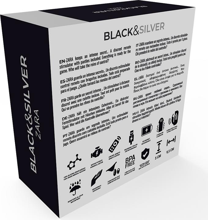 Actual product image Black&Silver Slip vibrator "Zara" with remote control and lace slip