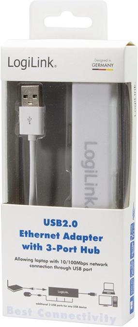 Immagine prodotto LogiLink USB 2.0 zu RJ-45 (USB-A, 3 Porti)