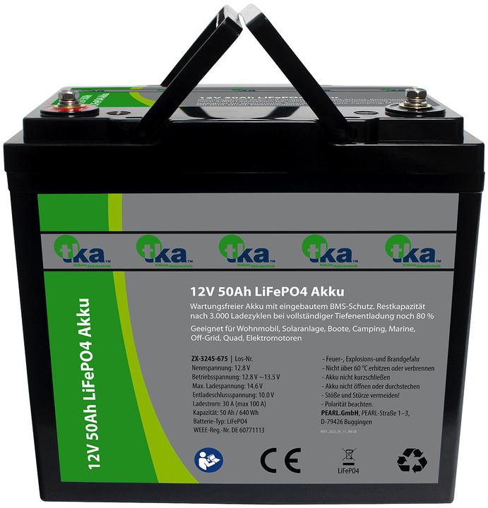 Actual product image TKA LiFePO4 battery, 12 V, 50 Ah / 640 Wh (12.80 V, 50 Ah)