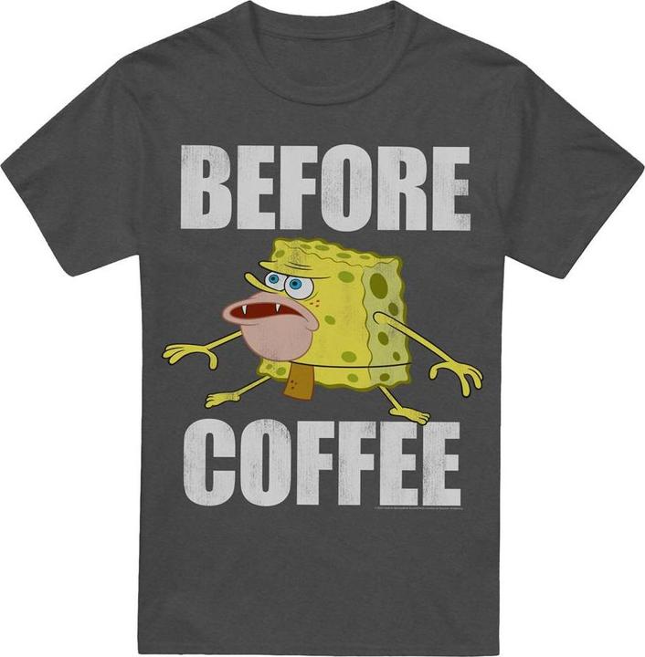 Actual product image Spongebob Squarepants Unisex Adult Before Coffee Meme T-Shirt (M)