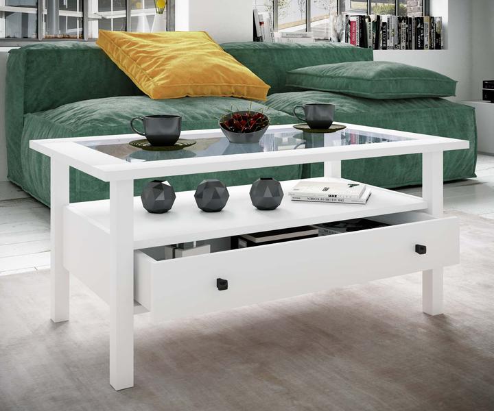 Image du produit VCM Table d'appoint en bois Table basse Table de salon Tiroir Lingis L (90 x 54 cm)