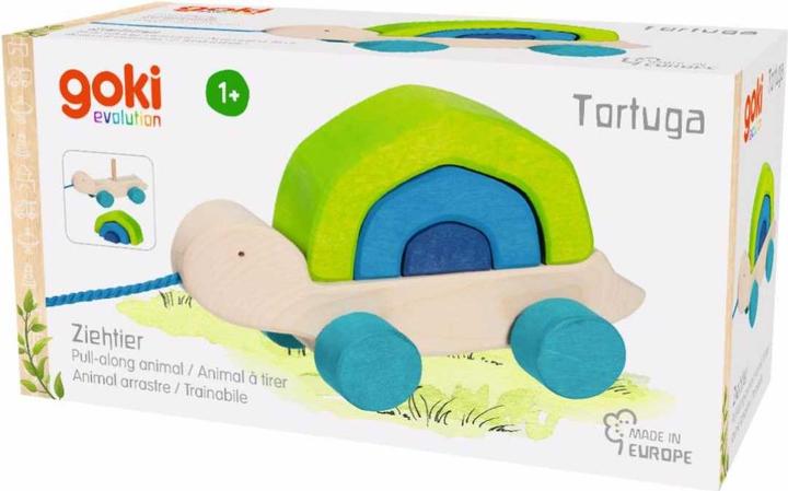 Actual product image Goki Tortuga turtle pull toy with wiggle gait