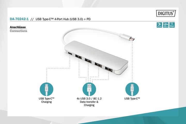 Produktbild Digitus USB-C Hub (USB-C, 4 Ports)