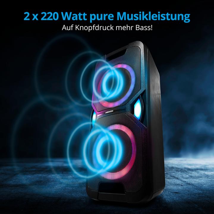 Produktbild Medion MD 44468 Partylautsprecher schwarz (15 h, Netzbetrieb, Akkubetrieb)