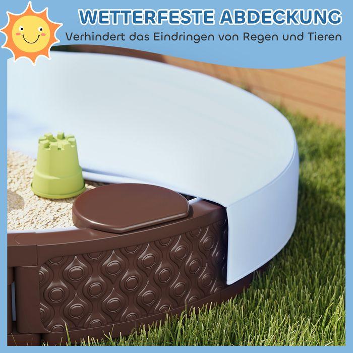 Immagine prodotto Swisshandel24 Sandkasten, Runde Sandkiste für bis zu 3 Kinder, mit 3 Sitzen, Dunkelblau