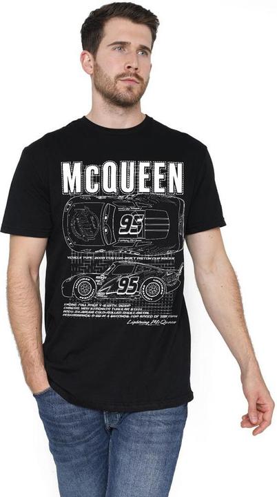 Actual product image Cars Mens Lightning McQueen Outline T-Shirt (XL)