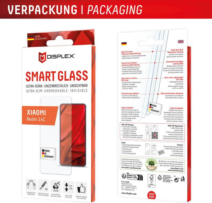 Immagine prodotto Displex Smart Glass, Displayschutzfolie (1 Pezzo/i, Xiaomi Redmi 14C)
