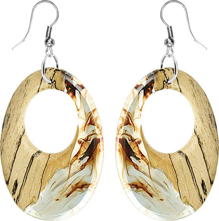 Produktbild Star Piercing Ohrring Oval färbung Epoxy braun aus Tamarind Holz