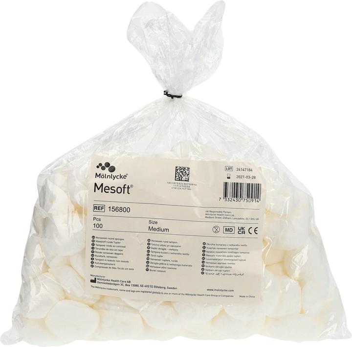 Actual product image Mölnlycke MESOFT NW round swab 35mm non-sterile