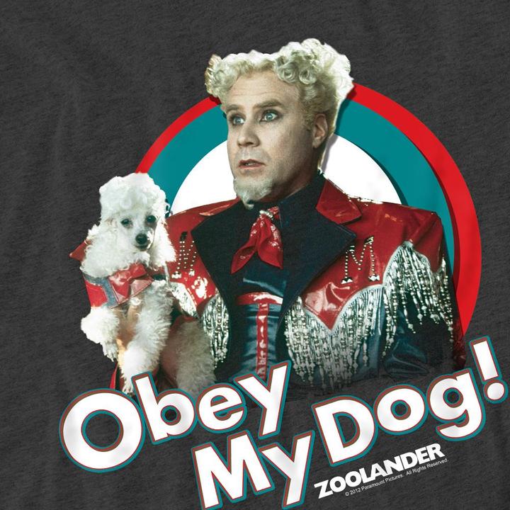 Actual product image Zoolander Unisex Adult Obey My Dog T-Shirt (XXL)