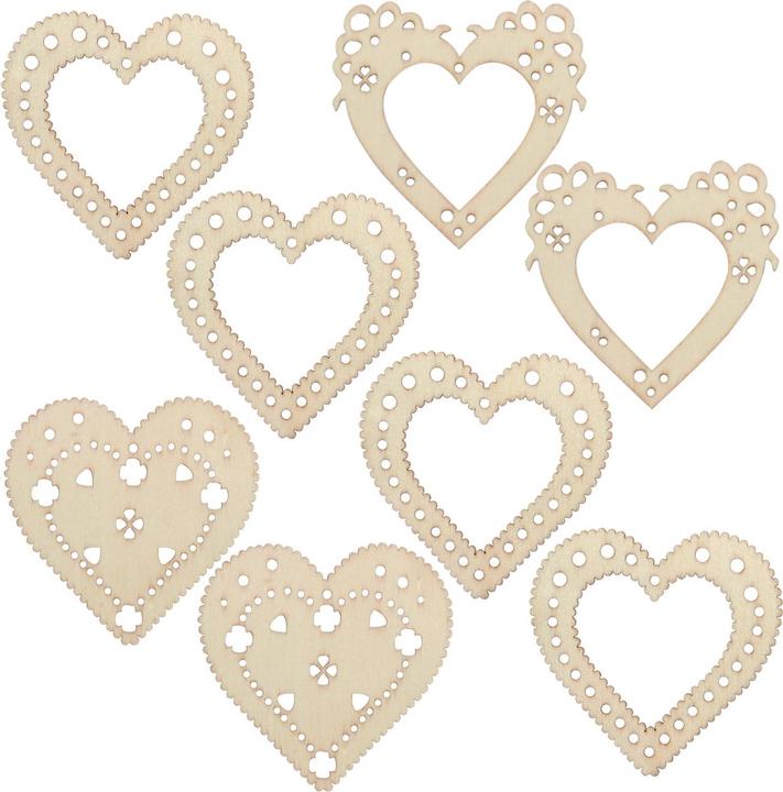 Actual product image Natura Punto 8 ornaments made of wood, hearts