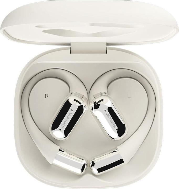 Immagine prodotto 4smarts Open-Ear Bluetooth Kopfhörer SkyBuds AI Screen, Beige (28 h, Senza fili)