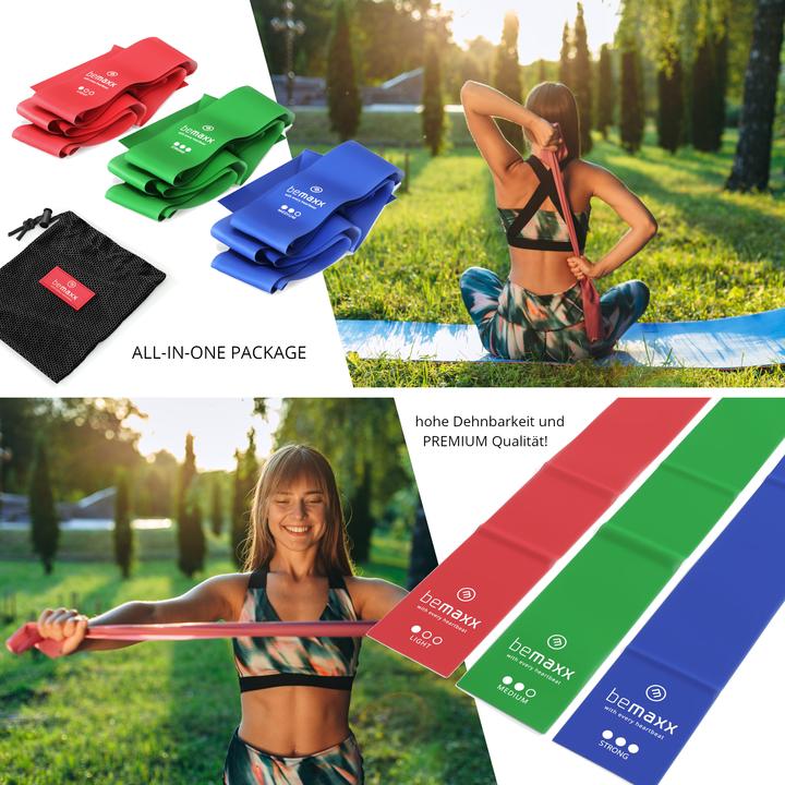 Image du produit BeMaxx Lot de 3 bandes de gymnastique, caoutchouc