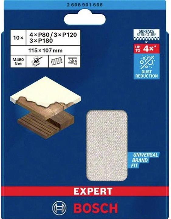 Actual product image Bosch Professional Zubehör EXPERT M480 Abrasive net set, 115 x 107 mm, G 80/120/180, 10 pieces (120, 180, G 80)