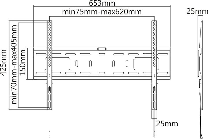 Produktbild Manhattan Monitor/TV Wall Mount (fixed), 1 screen, 37-70", Vesa 200x200 to 600x400mm, Max 50kg, Black (Wand, 70", 50 kg)