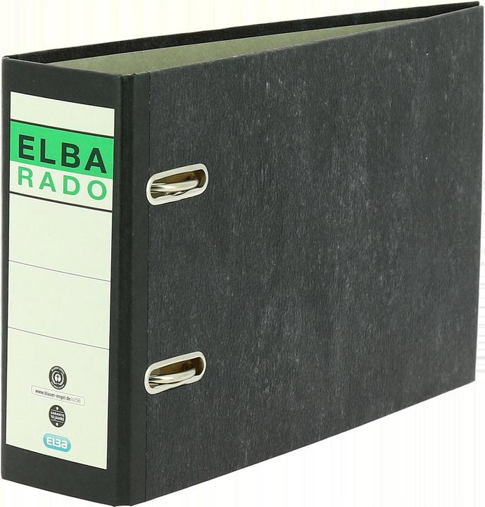 Elba Folder rado DIN A5 landscape, spine width: 75 mm, black cover covered with cloud marble paper, gek