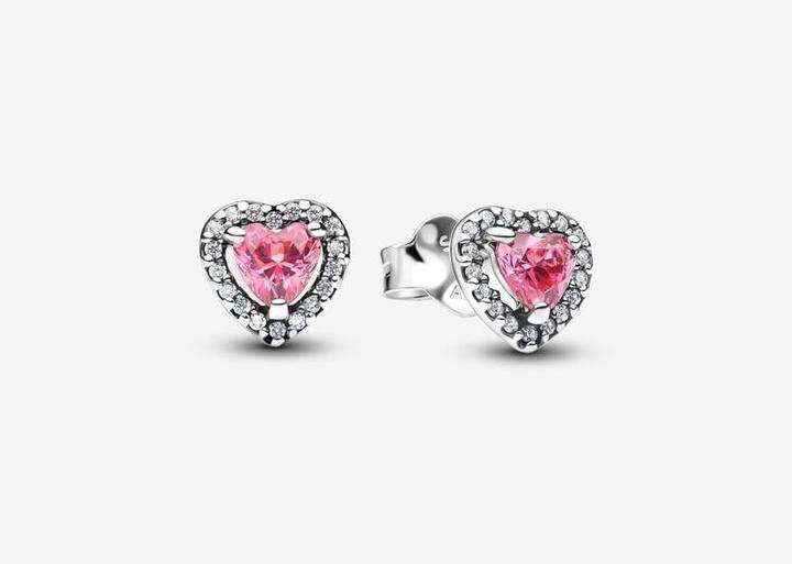 Produktbild Pandora Erhöhte rosa Herz-Ohrstecker (Sterling-Silber)