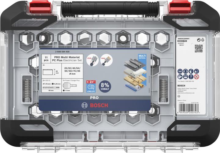 Produktbild Bosch Professional Zubehör PRO Multi Material PC Plus Lochsägen-Set, 11-tlg. (25, 32, 54, 60, 68, 76, 86 mm, 40 Millimeter)