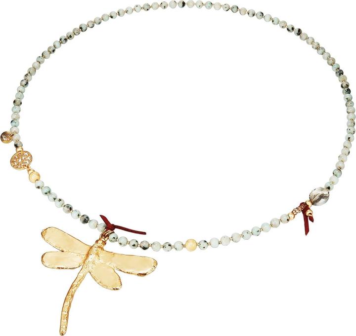 Actual product image Lulu & Jane Dragonfly metal alloy natural stone yellow gold 82.0 cm - 33562 (Metal alloy)