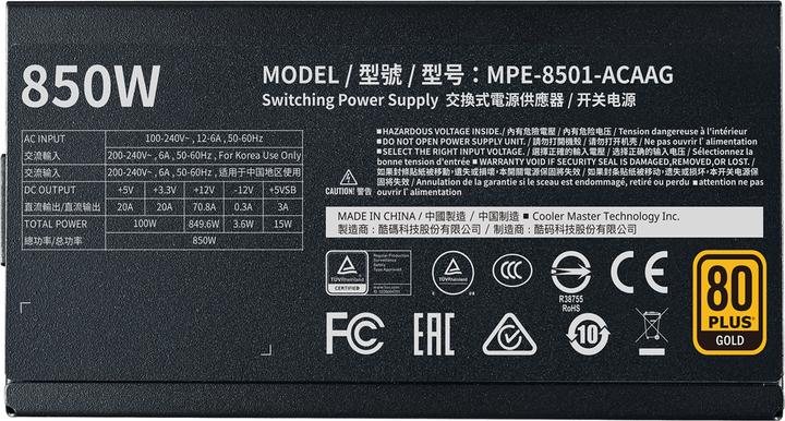 Actual product image Cooler Master MWE V2 (850 W)