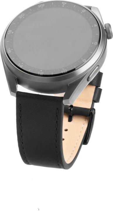 Fixed AEgte laederrem til Smartwatch Universal 22 mm Sort