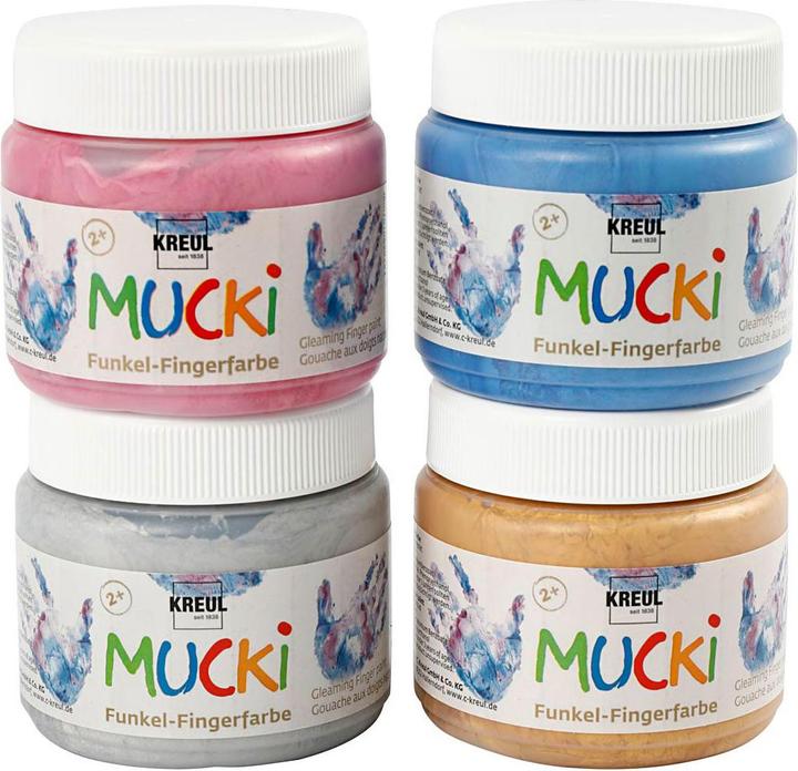 Actual product image Kreul MUCKI sparkle finger paints (Pink, Blue, Silver, Gold, 600 ml)