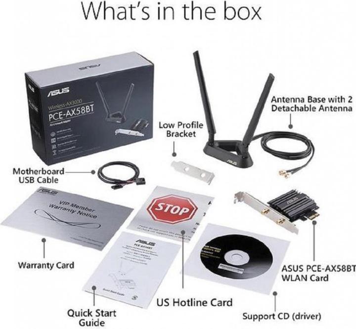 Actual product image ASUS PCE-AX58BT AX3000 WiFi 6 Adapter (Mini PCI Express)