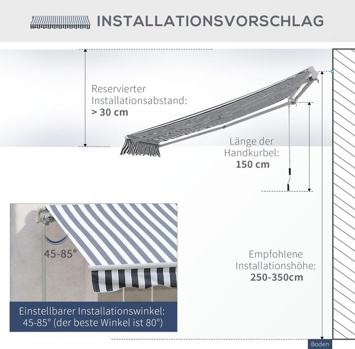 Produktbild Outsunny Gartenmarkise mit Faltarm (2.95 m)