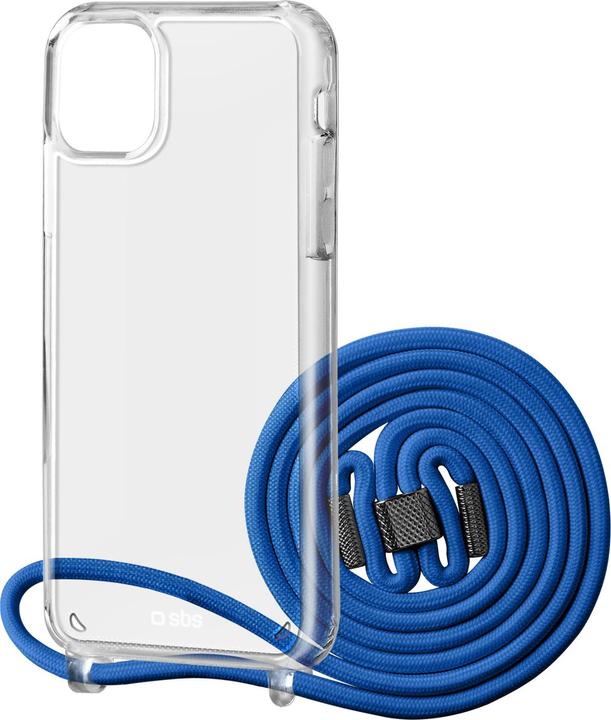 Produktbild SBS cover med halsrem til iPhone 12 / 12 Pro®. Gennemsigtig/blå (Apple iPhone 12, Apple iPhone 12 Pro)