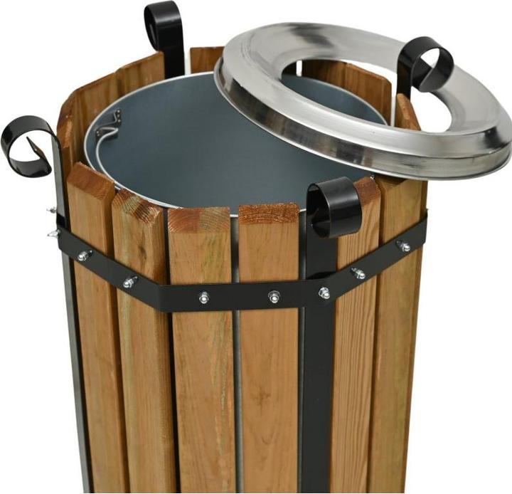 Actual product image Aristar Open waste bin with wooden panelling (50 l)