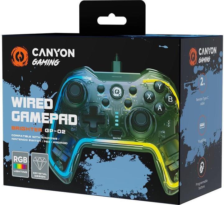 Productafbeelding Canyon GP-02, bedrade gamepad voor Windows/PS3/Android mediabox/android tv-toestel/Nintendo Switch, kabel (Windows, PS3, Android, Switch)
