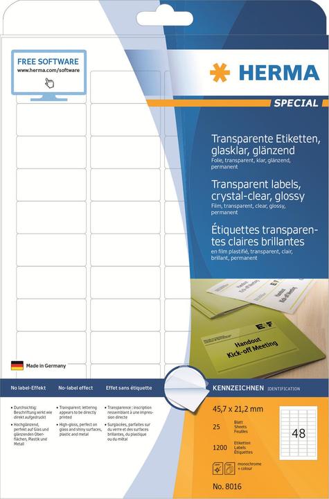 Actual product image HERMA Transparent labels A4