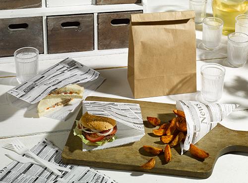 Actual product image Papstar Newsprint" conical bag, 325 x 230 x 230 mm made of parchment substitute, 40 g/sqm, contents: 250 g (1000 x)