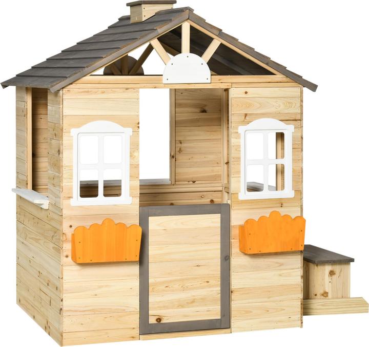 Outsunny Children's playhouse with flower pot holder