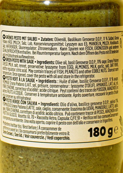 Nährwerte und Zutaten KoRo Grünes Pesto mit Salbei (180 g)